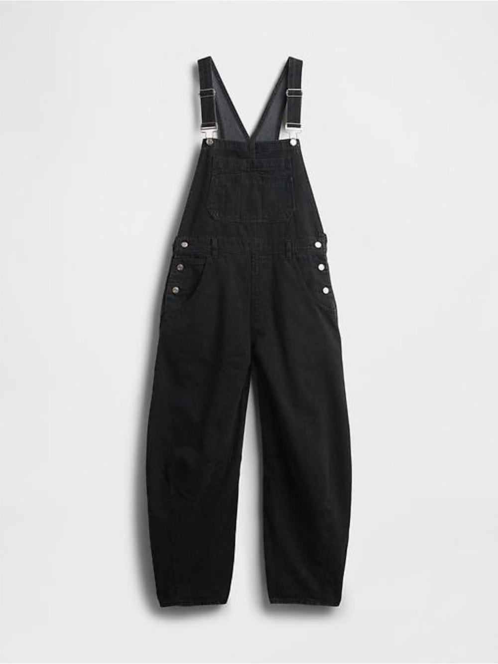 GAP Black Women's Denim Overalls with Adjustable Buckle Straps - Picture 2 of 6